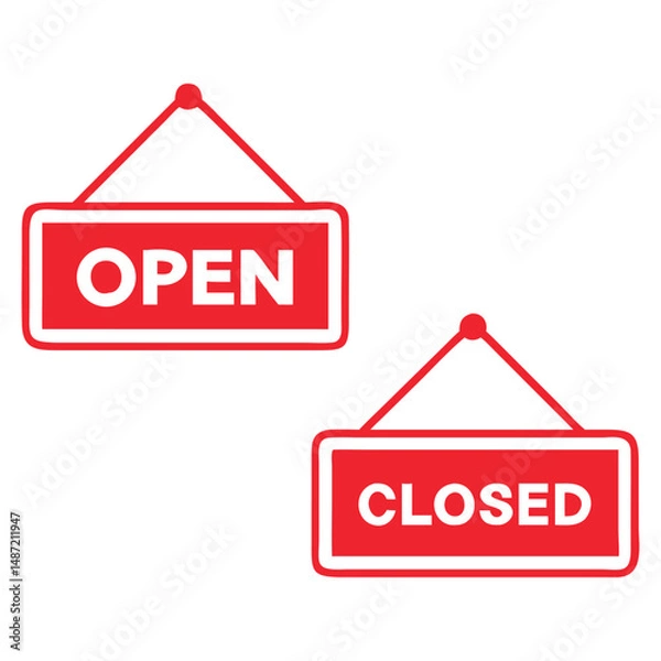 Obraz Open and Closed Signs Vector Illustration for Business
