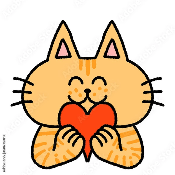 Obraz ハートを持った茶トラ猫