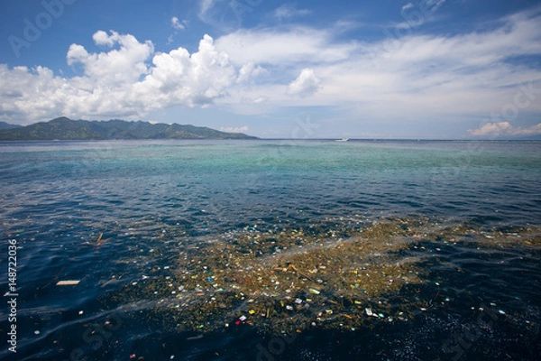 Obraz Sea with floating trash, nature and environment