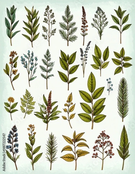 Obraz Vintage Botanicals Background