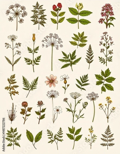 Obraz Vintage Botanicals Background