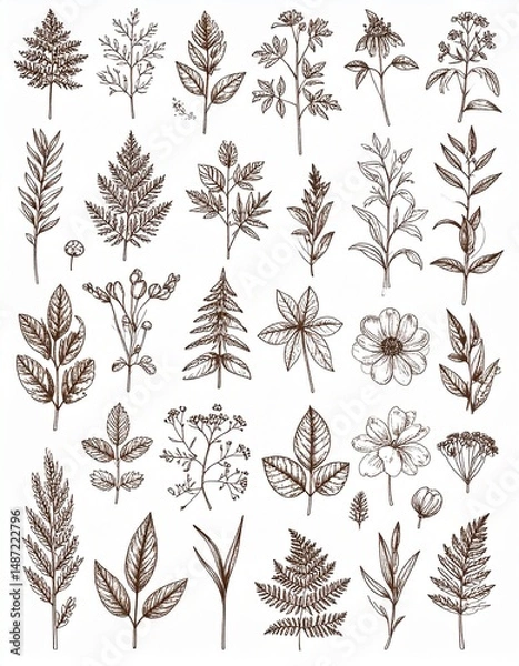 Obraz Vintage Botanicals Background