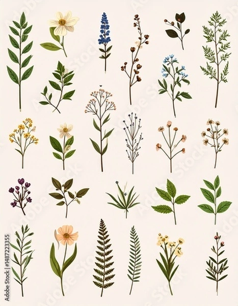 Obraz Vintage Botanicals Background