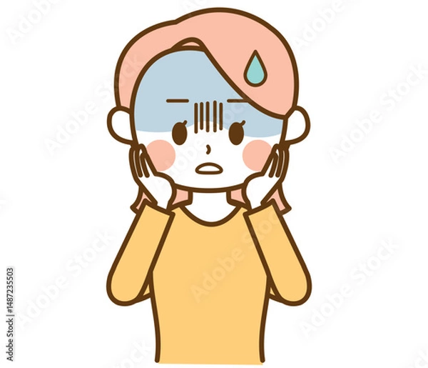 Fototapeta ショックを受けて青ざめている女性のイラスト