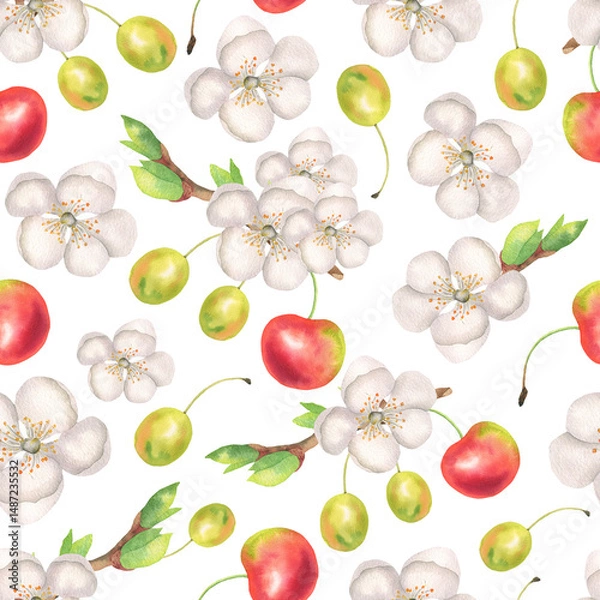 Fototapeta cherry and blossom pattern