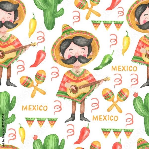 Fototapeta Cinco de Mayo character pattern