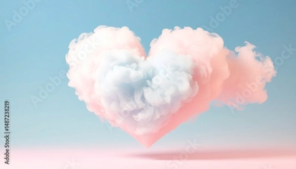 Obraz A fantastic scene with pastel colored heart clouds overlapping in the sky