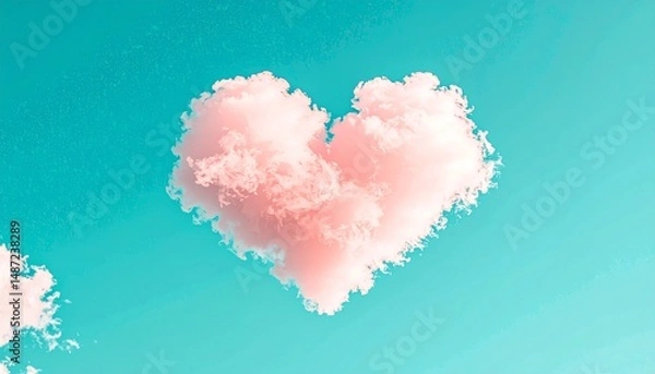 Obraz A fantastic scene with pastel colored heart clouds overlapping in the sky