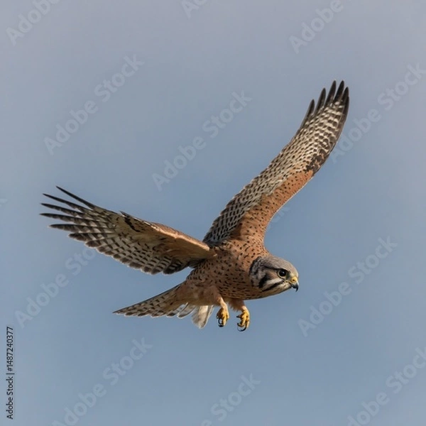 Fototapeta A kestrel hovering, pale gradient
