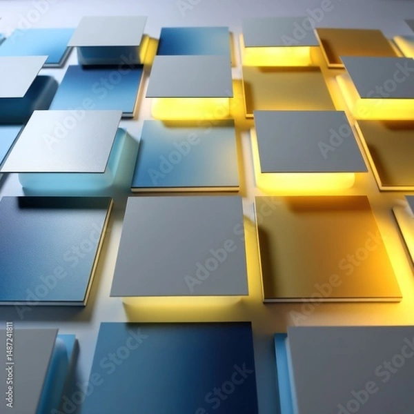Fototapeta 3D smart LED panel with a yellow and blue color blend, offering a lively and energetic visual effect.