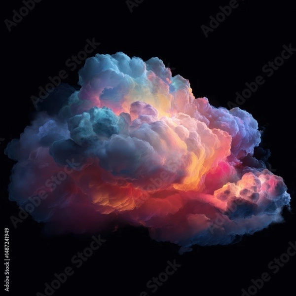 Fototapeta Smart LED panel in 3D featuring shifting nebula clouds, flowing seamlessly through colors.