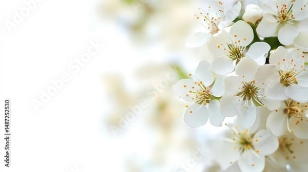 Fototapeta Delicate cherry blossoms against a soft, blurred background evoking springtime freshness