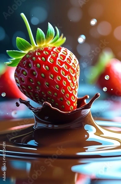 Obraz Strawberry on chocolate splash