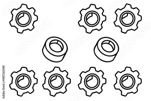 Obraz Gear Bolt Mechanical Line Art