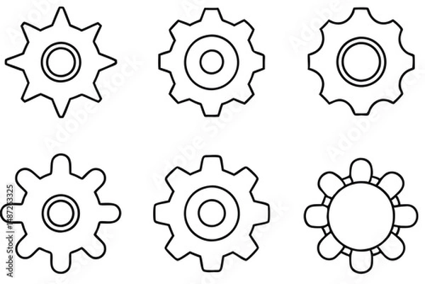 Obraz Gear Bolt Sketch Line Art