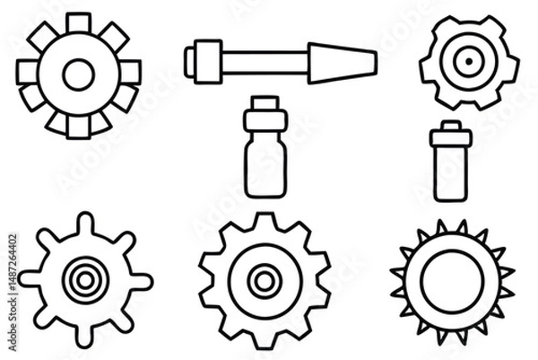 Obraz Gear Grinder Blueprint Line Art