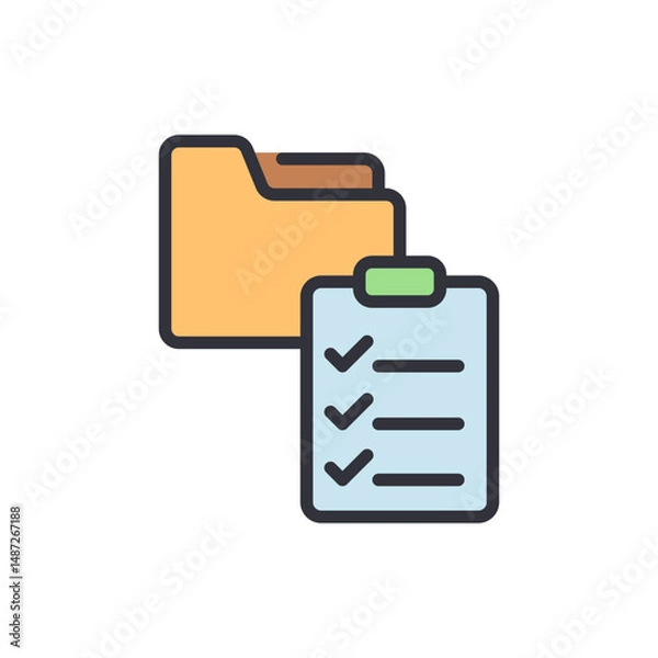 Fototapeta Clipboard And Folder Icon Representing Task Management And Organization