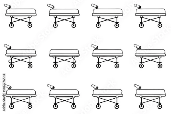 Obraz Gurneys medical trolley Line art