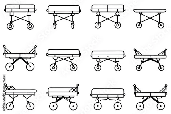 Obraz Gurneys emergency stretcher Line art