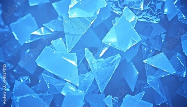 Obraz Fractured blue ice crystals, cool abstract background, shard concept