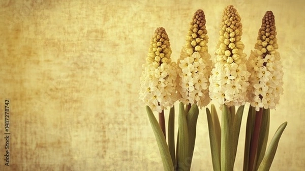 Fototapeta Vintage pastel flower arrangement on textured background.