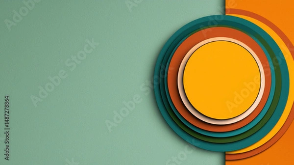Obraz Abstract Concentric Circles in Teal and Orange
