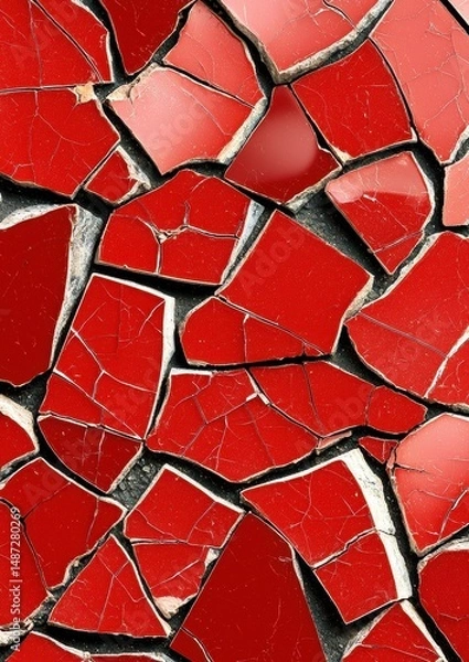 Obraz Abstract Glittery Red and Pink Broken Tile Texture Background