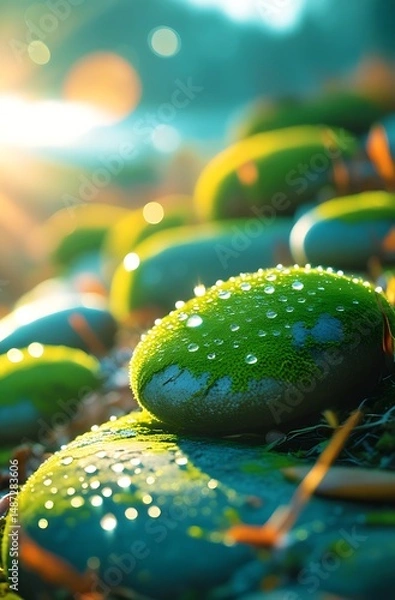 Obraz Abstract green background with stones