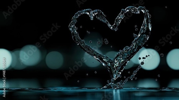 Fototapeta A heart shape is formed from clear water splashing upwards