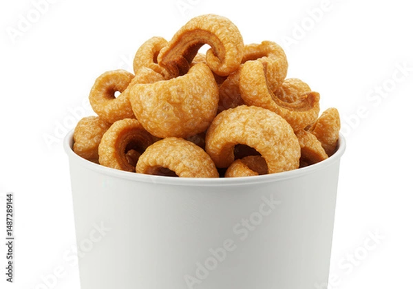 Obraz Pork rinds in bowl isolated on transparent background