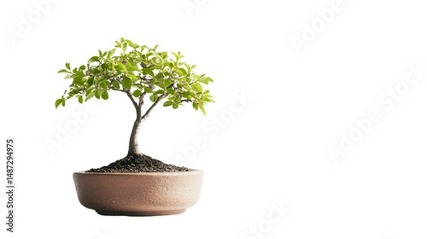 Obraz Bonsai tree nurturing action zen garden plant life minimalist setting close-up view tranquility concept for meditation