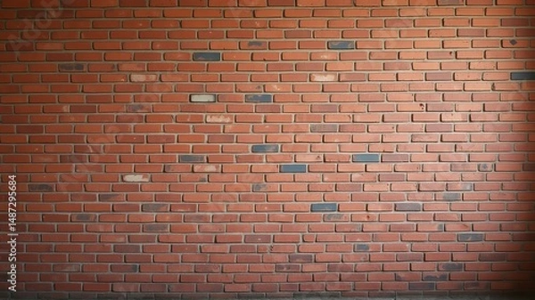 Fototapeta A seamless texture of a red brick wall with subtle variations in color and some darker bricks interspersed.