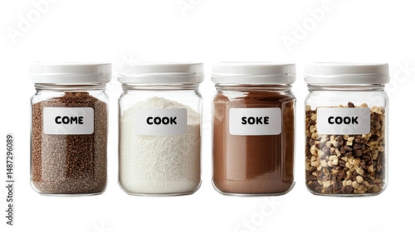 Obraz Cooking ingredients in glass jars a culinary display in a kitchen setting