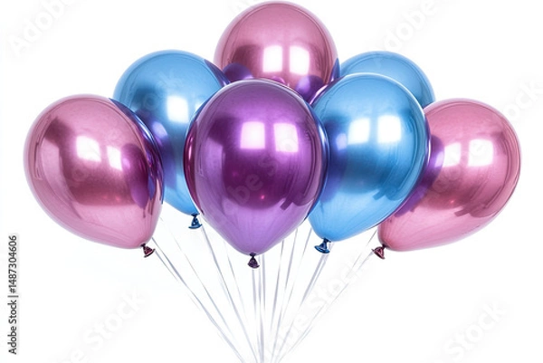 Fototapeta Colorful Mylar Balloons in Shimmering Shades for a Bright 2025 New Year Celebration