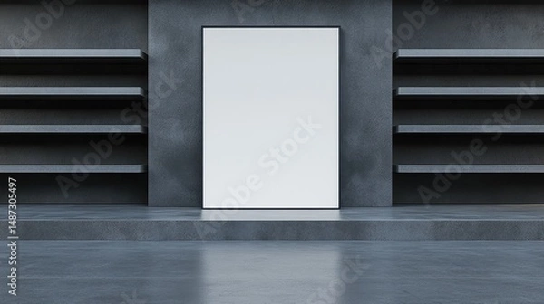 Fototapeta Modern empty interior display space with shelves.