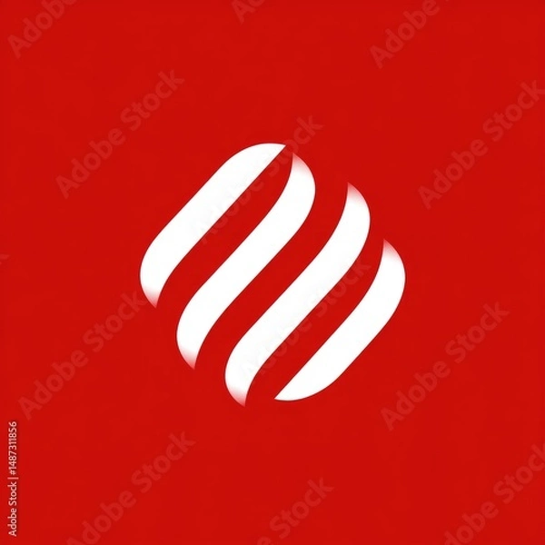 Fototapeta Red background with white abstract design.