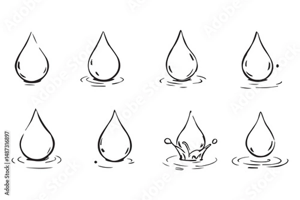 Obraz Golden Oil Drop Falling line art