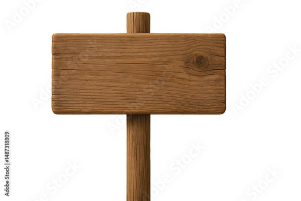 Obraz Rustic Wooden Sign Icon with Transparent Background for Mockup and Design Projects
