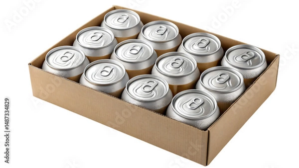 Fototapeta beer cans in box isolated on white