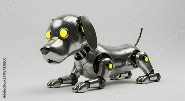 Fototapeta Metallic Robot Dog 3D Render