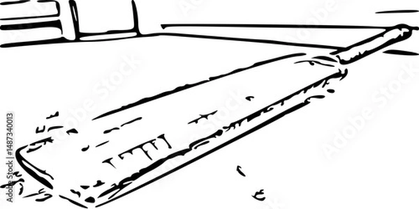 Obraz Hand Drawn Sketch of a Cricket Bat – Black and White Vector Illustration
