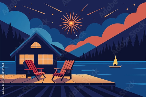 Obraz fireworks over the city