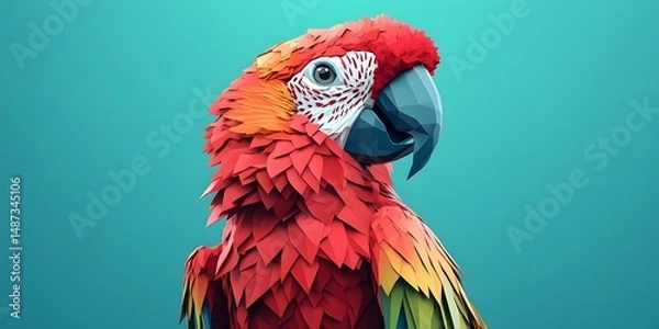 Fototapeta Colorful digital rendering of a stylized parrot.