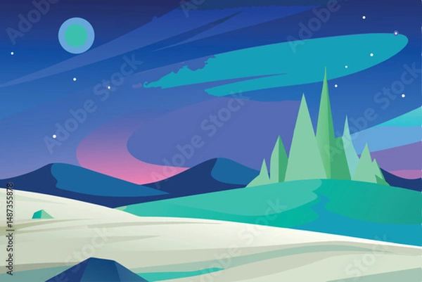 Obraz winter landscape with moon