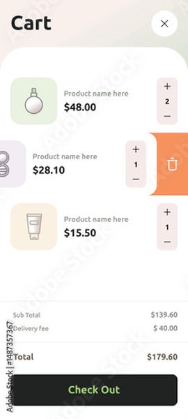 Obraz mobile online shop app ui design template