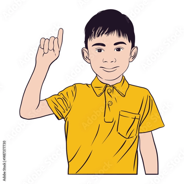 Obraz Boy Pointing Upwards