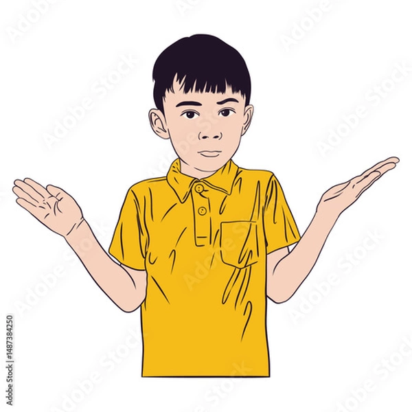 Obraz Boy Shrugging With Hands Up
