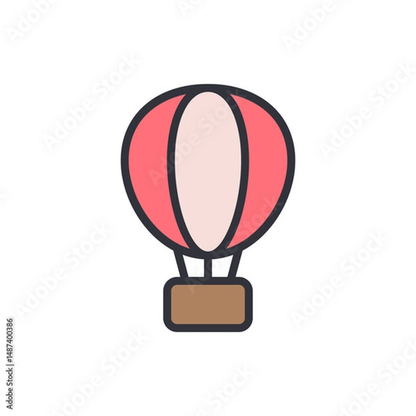 Fototapeta Stylized Hot Air Balloon Illustration On Transparent Display For Projects