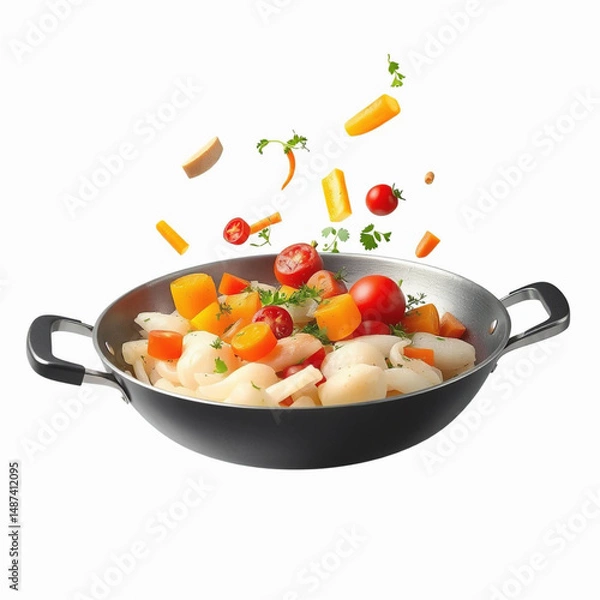 Obraz frying pan with vegetables