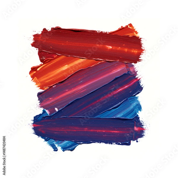 Obraz Gouache brush strokes isolated on white background.